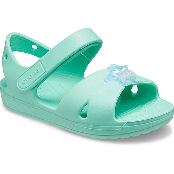 Crocs Classic Cross-Strap Charm Tyrkysove - Detske Sandále